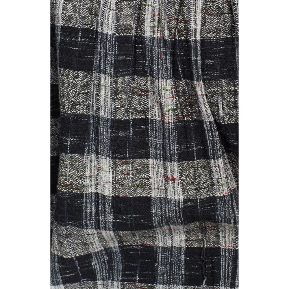 Free People Walk In The Park Black and Gray Plaid Cowl Neck Cotton Top